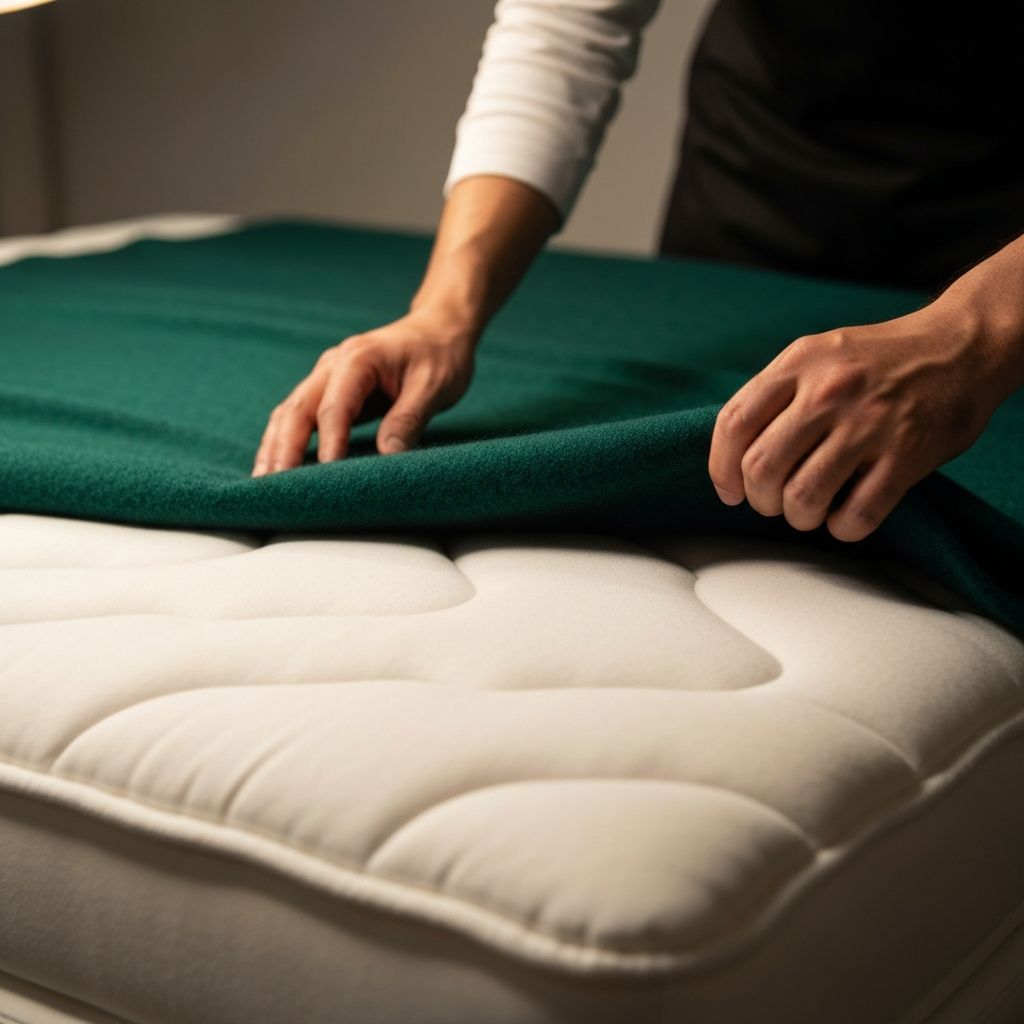 DreamCloud craftsman inspecting premium cashmere mattress fabric